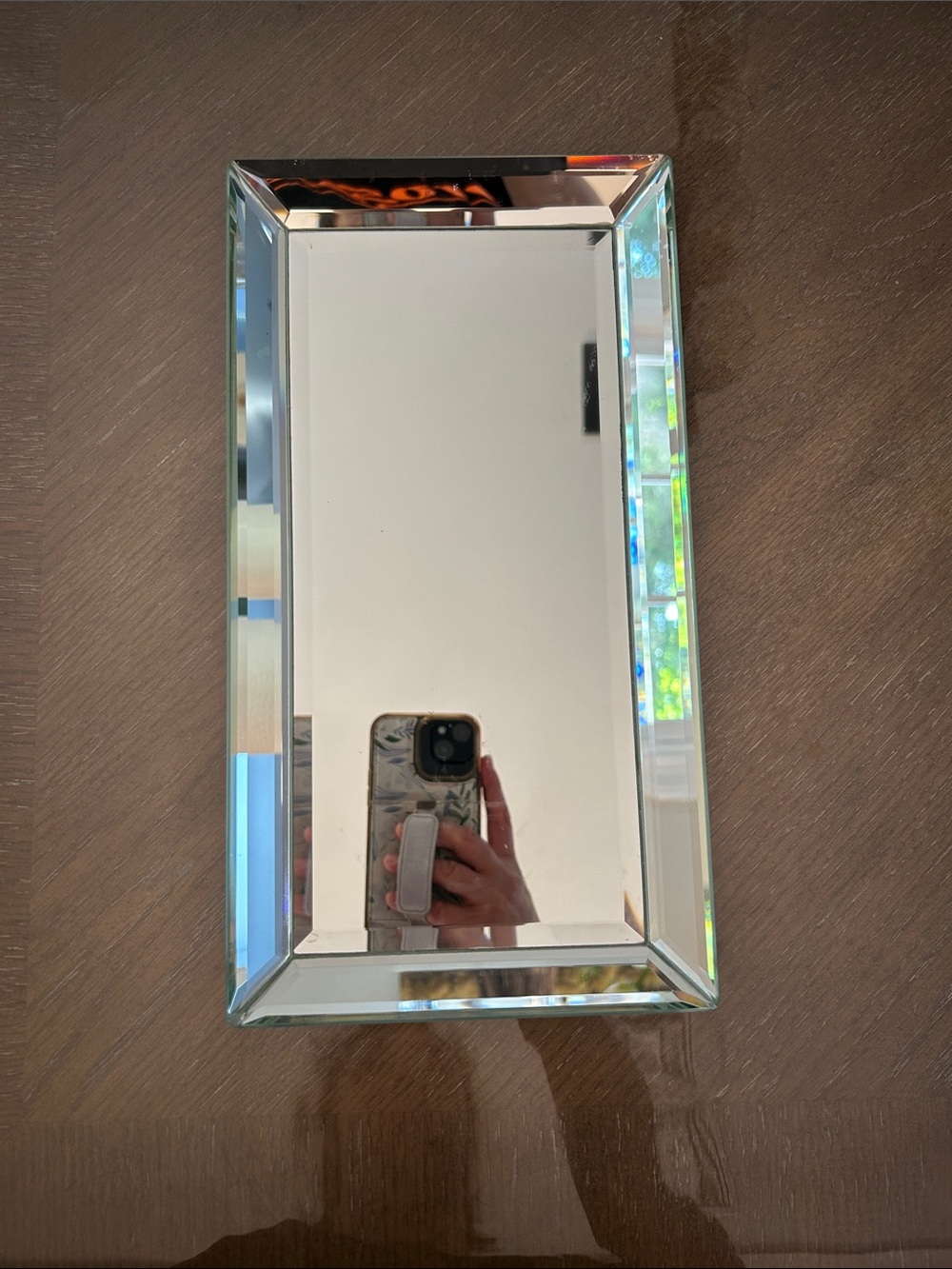 Frameless Rectangular Decorative Wall Mirror in Silver